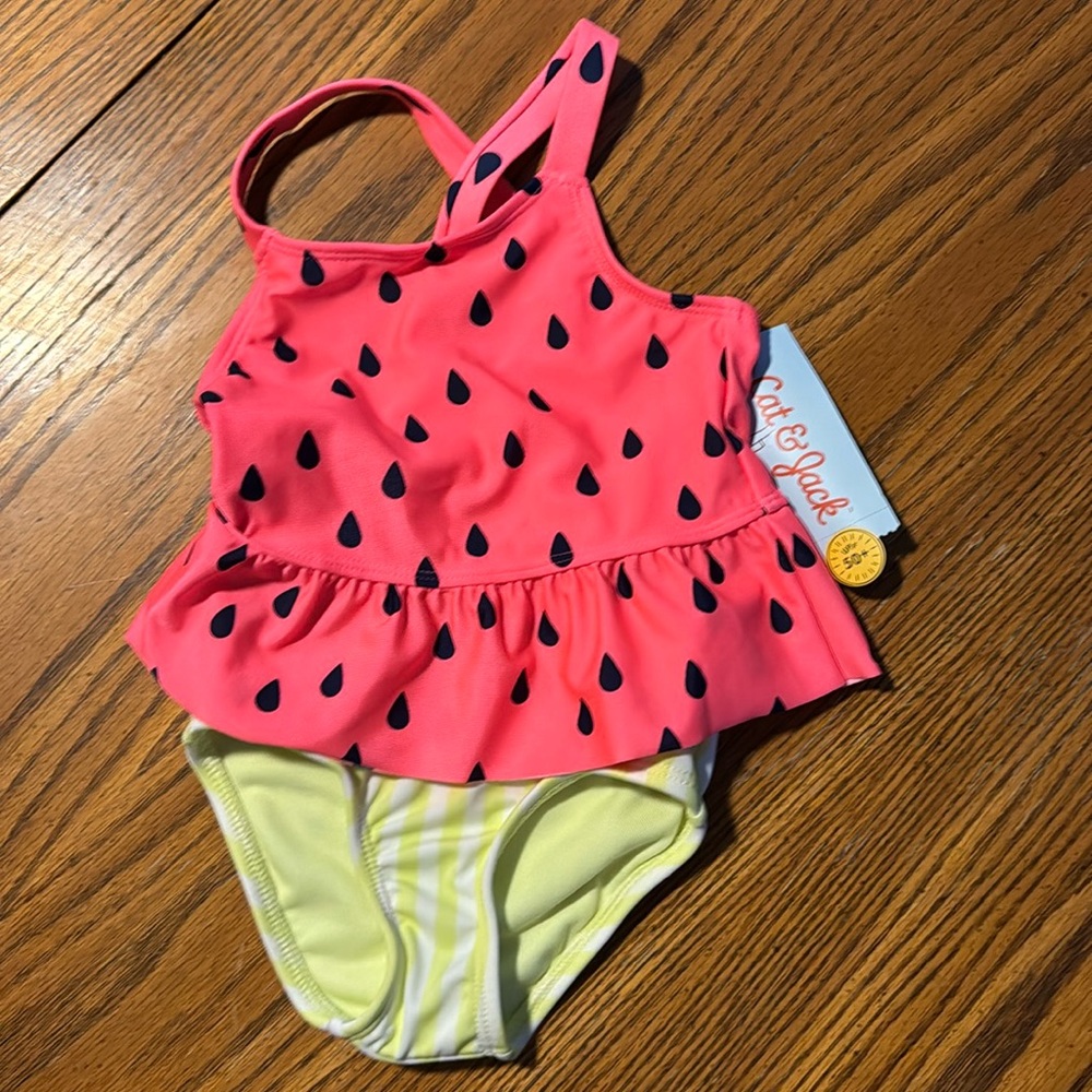 Cat & Jack Watermelon swim suit 18 months NWT